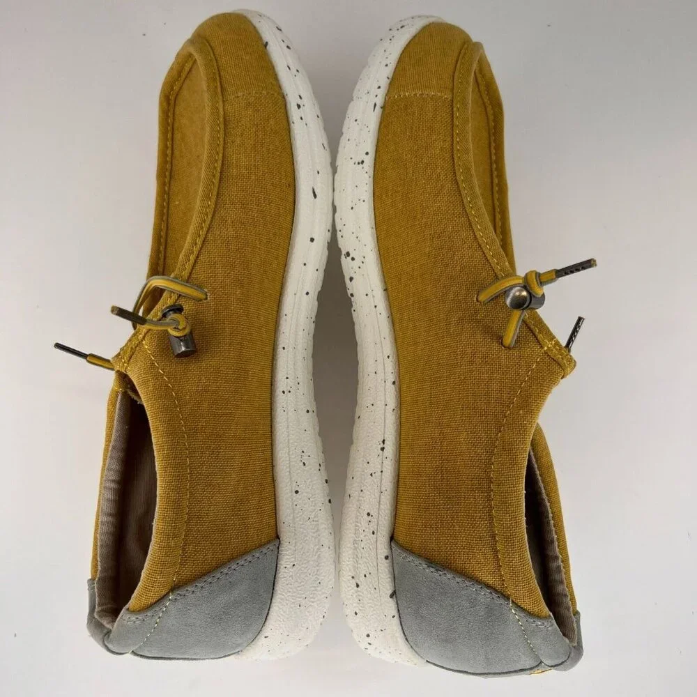 Sun & Stone Mens 100147541 Brian Yellow Low Top Canvas Slip On Size 9.5M Loafers
